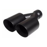 t Dual Round Double Wall Slant Cut Tip Powered Coat Satin Black -ET-025SB Modern Day Muffler and Brakes
