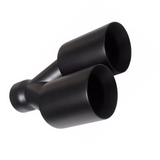 t Dual Round Double Wall Slant Cut Tip Powered Coat Satin Black -ET-025SB Modern Day Muffler and Brakes