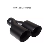 t Dual Round Double Wall Slant Cut Tip Powered Coat Satin Black -ET-025SB Modern Day Muffler and Brakes