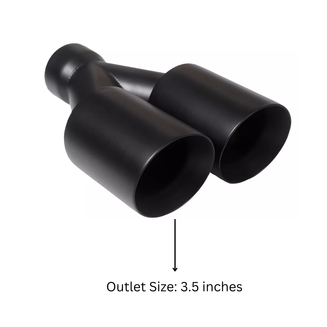 t Dual Round Double Wall Slant Cut Tip Powered Coat Satin Black -ET-025SB Modern Day Muffler and Brakes