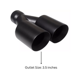 t Dual Round Double Wall Slant Cut Tip Powered Coat Satin Black -ET-025SB Modern Day Muffler and Brakes