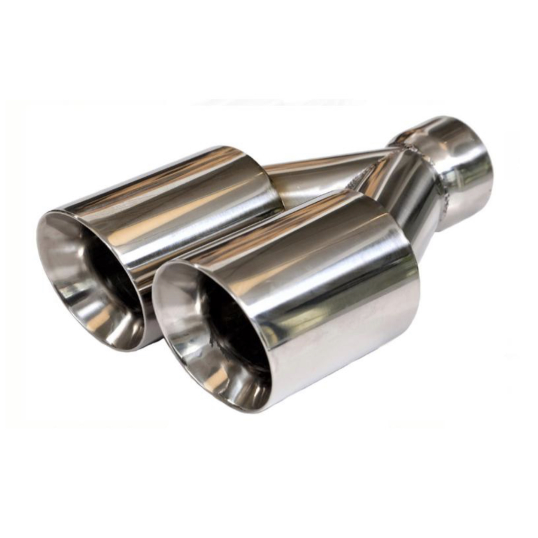 t Dual Round Double Wall Slant Cut Tip Stainless Steel-ET-025 Modern Day Muffler and Brakes