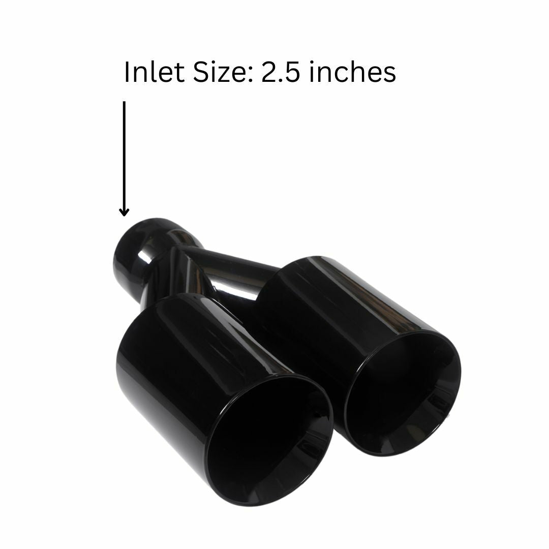 t Dual Round Double Wall Straight Cut Tip Powered Coat Gloss Black-ET-0251GB Modern Day Muffler and Brakes