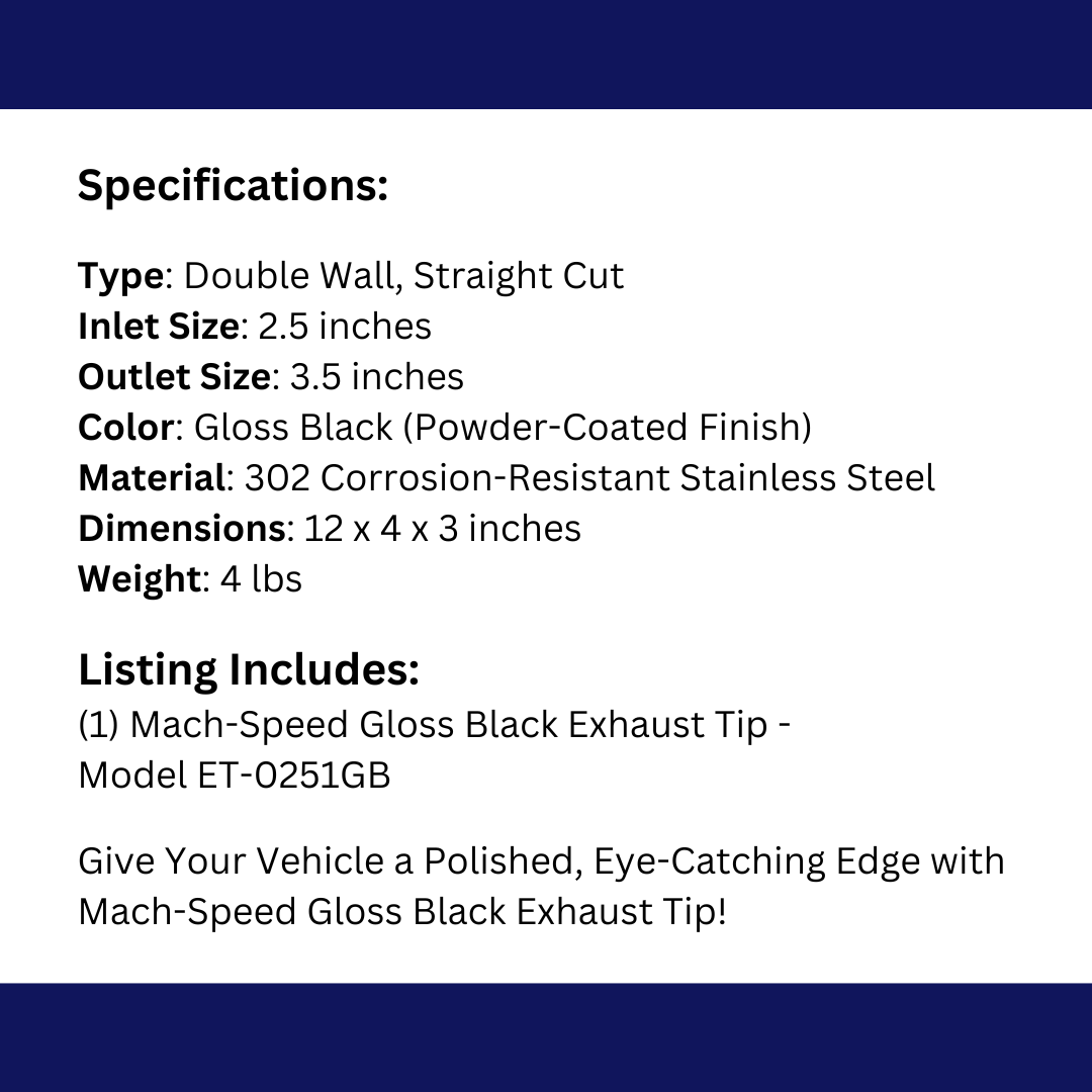 t Dual Round Double Wall Straight Cut Tip Powered Coat Gloss Black-ET-0251GB Modern Day Muffler and Brakes