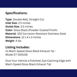 t Dual Round Double Wall Straight Cut Tip Powered Coat Gloss Black-ET-0251GB Modern Day Muffler and Brakes