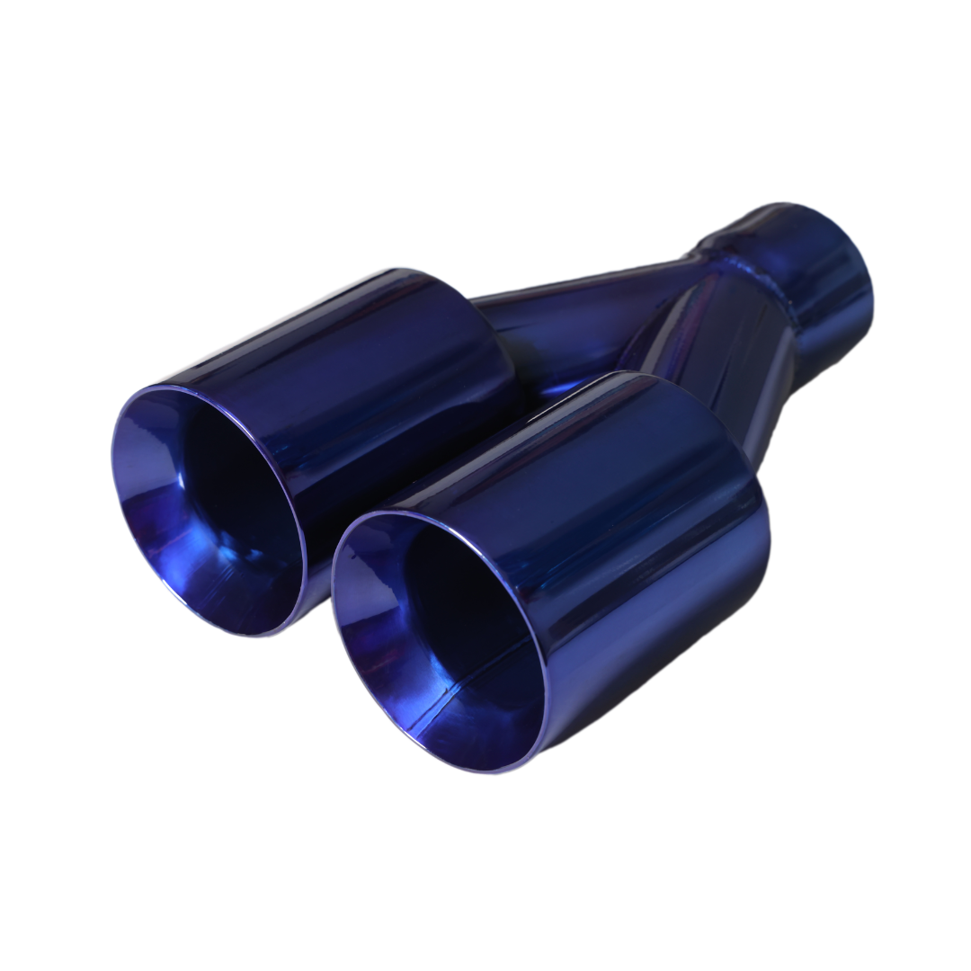 t Dual Round Double Wall Straight Cut Tip Powered Coat JDM Blue-ET-0251BL Modern Day Muffler and Brakes