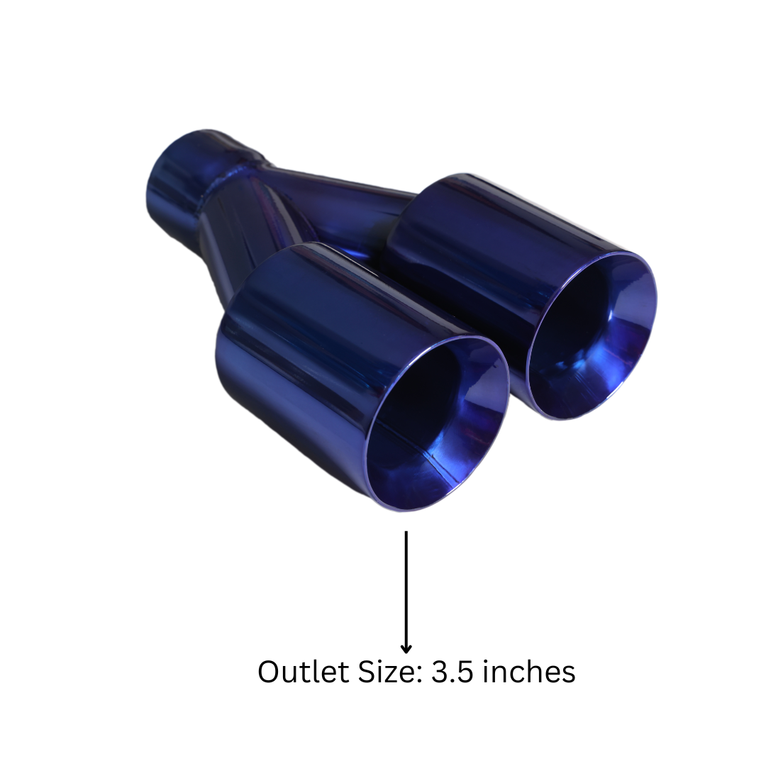 t Dual Round Double Wall Straight Cut Tip Powered Coat JDM Blue-ET-0251BL Modern Day Muffler and Brakes
