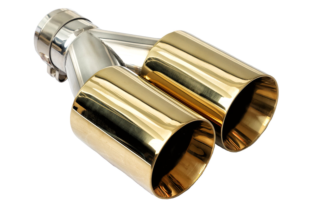 t Dual Round Double Wall Straight Cut Tip Powered Coat Miami Gold-ET-0251MG Modern Day Muffler and Brakes