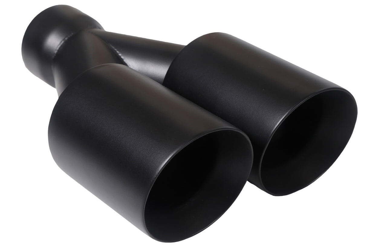 t Dual Round Double Wall Straight Cut Tip Powered Coat Satin Black-ET-0251SB Modern Day Muffler and Brakes