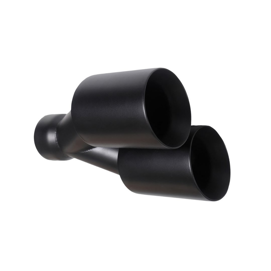 t Dual Round Double Wall Straight Cut Tip Powered Coat Satin Black-ET-0251SB Modern Day Muffler and Brakes