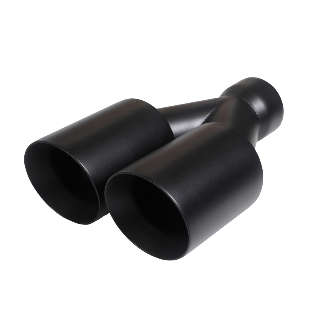 t Dual Round Double Wall Straight Cut Tip Powered Coat Satin Black-ET-0251SB Modern Day Muffler and Brakes