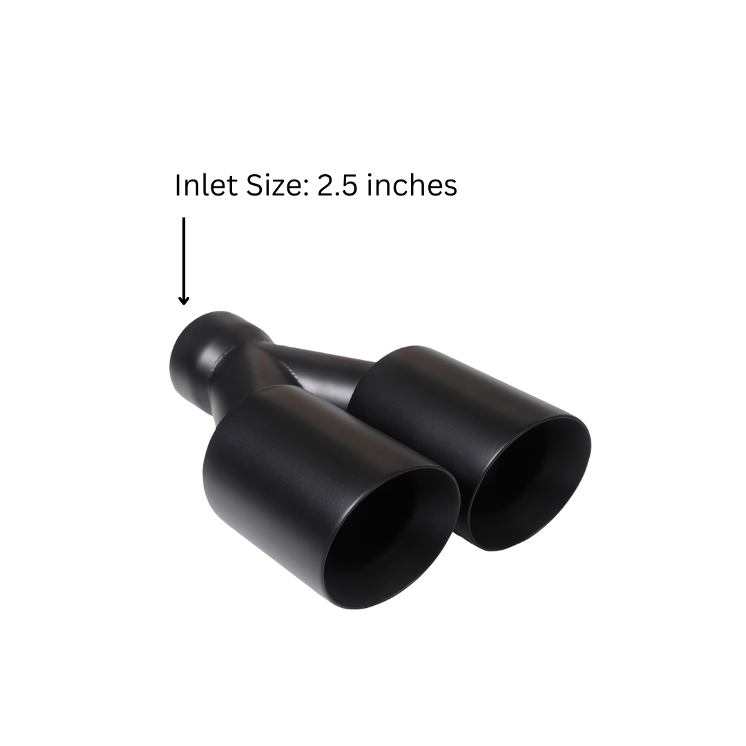 t Dual Round Double Wall Straight Cut Tip Powered Coat Satin Black-ET-0251SB Modern Day Muffler and Brakes