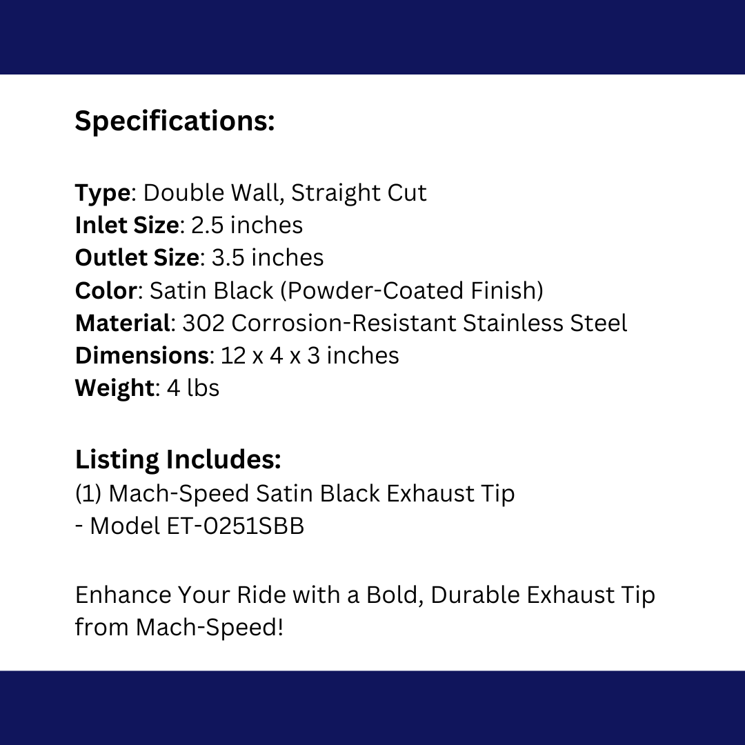 t Dual Round Double Wall Straight Cut Tip Powered Coat Satin Black-ET-0251SB Modern Day Muffler and Brakes