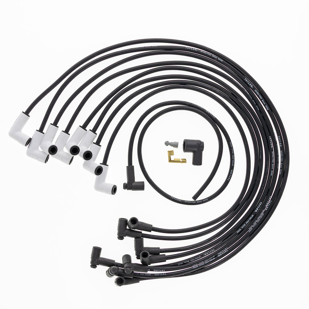 Spark Plug Wire Set Universal 8mm Silicone Spiro Pro 90? 350 ohm/ft Black 75002