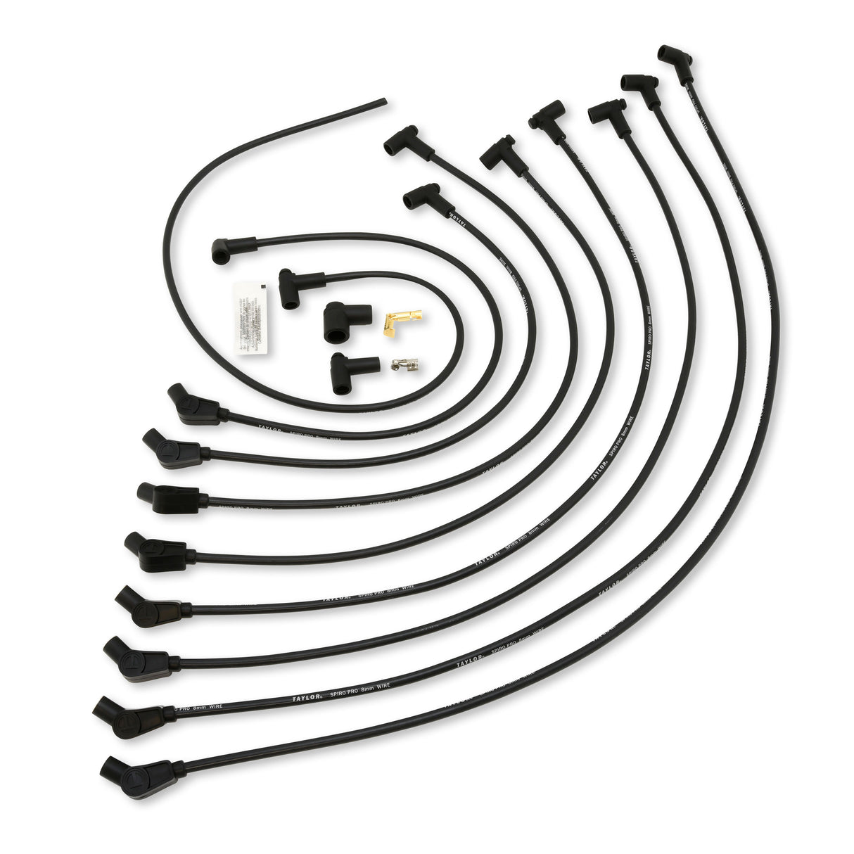 Spark Plug Wire Set Universal 8mm Silicone Spiro Pro 135? 350 ohm/ft Black 76046