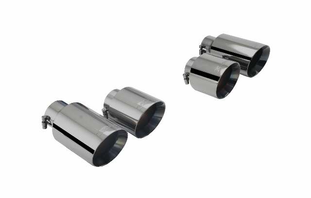 XFORCE ES-VW09-BLACKTIPS SS Round Angle Cut Clamp-On Quad Black Exhaust Tips
