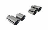 XFORCE ES-VW09-BLACKTIPS SS Round Angle Cut Clamp-On Quad Black Exhaust Tips