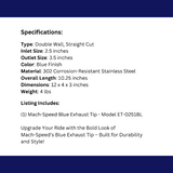 Dual Round Double Wall Straight Cut Tip Powered Coat JDM Blue-ET-0251BL