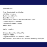 2.5" ID/3.5" OUT/10.25" Dual Round Double Wall Straight Cut Tip-Blue ET-0251BLU