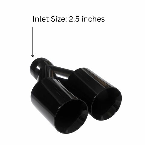 Dual Round Double Wall Straight Cut Tip Powered Coat Gloss Black-ET-0251GB