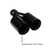 Dual Round Double Wall Straight Cut Tip Powered Coat Gloss Black-ET-0251GB
