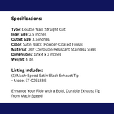 Dual Round Double Wall Straight Cut Tip Powered Coat Satin Black-ET-0251SB