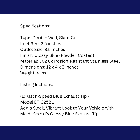 Dual Round Double Wall Slant Cut Tip Powered Coat JDM Blue-ET-025BL