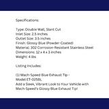 Dual Round Double Wall Slant Cut Tip Powered Coat JDM Blue-ET-025BL