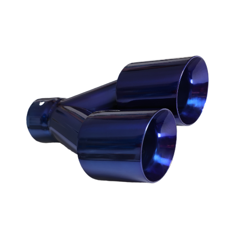 Dual Round Double Wall Slant Cut Tip Powered Coat JDM Blue-ET-025BL
