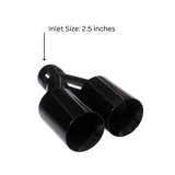 Dual Round Double Wall Slant Cut Tip Powered Coat Gloss Black-ET-025GB