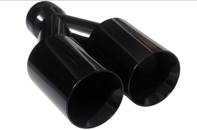 Dual Round Double Wall Slant Cut Tip Powered Coat Gloss Black-ET-025GB