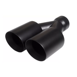 Dual Round Double Wall Slant Cut Tip Powered Coat Satin Black -ET-025SB