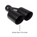 Dual Round Double Wall Slant Cut Tip Powered Coat Satin Black -ET-025SB