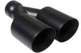 Dual Round Double Wall Slant Cut Tip Powered Coat Satin Black -ET-025SB