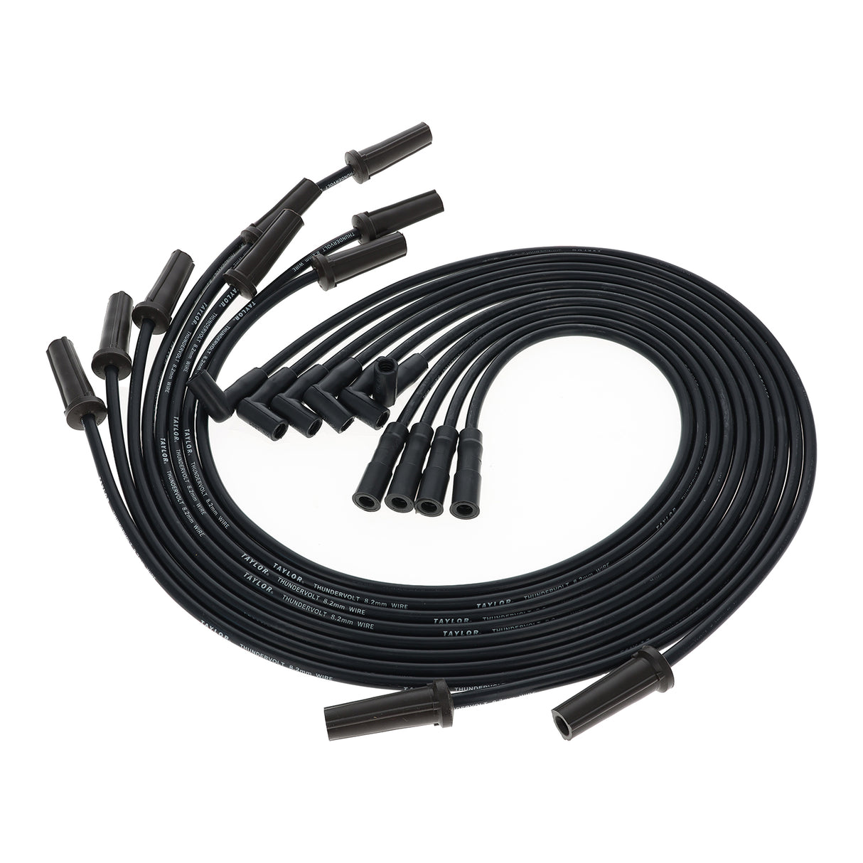 Spark Plug Wire Set Universal 8.2mm Silicone Thundervolt 40 ohm/ft Black 82045