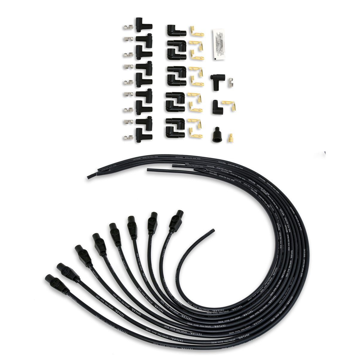 Spark Plug Wire Set Universal 8mm Silicone Spiro Pro 180? 350 ohm/ft Black 73055