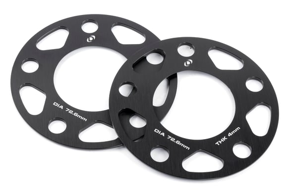 Spacers; 5x120 for 72.6mm CB for 4mm Thick D210-2034 BMW performance black aluminum