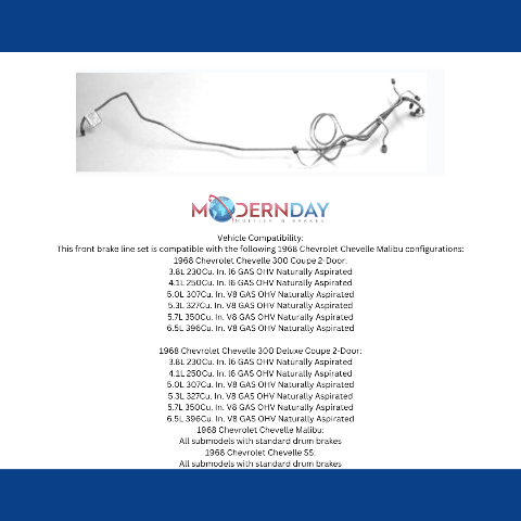 Fits 1968 Chevrolet Chevelle  Front Brake Line Set FBL711