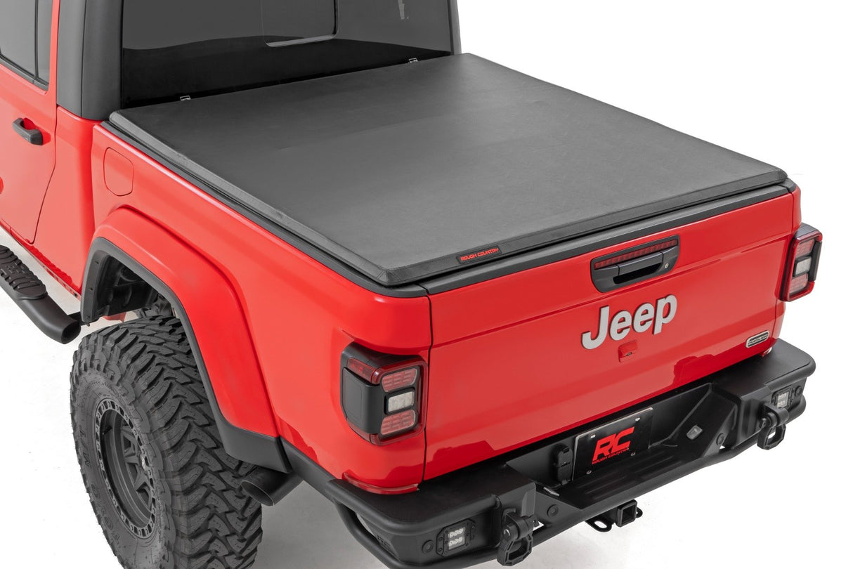 Soft Tri-Fold Bed Cover for 2020-2025 Jeep Gladiator by Rough Country