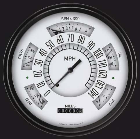 Classic Instruments 49-50 Shoebox Package, White FC49W dash gauge cluster