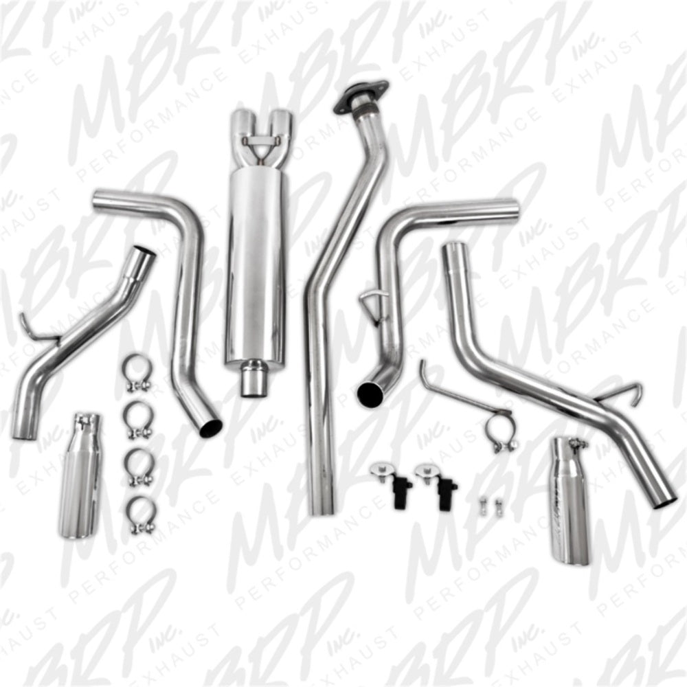 MBRP cat-back exhaust system fits Chevy Silverado 1500 Armor Plus Series T409 stainless steel S5018409 2.5 inch inlet/outlet