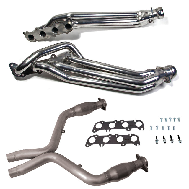 Fits 11-14 Mustang GT 5.0 1-7/8" Tube Header, Short Mid X Pipe w/Converter-18562 for 2011-2014 Ford Mustang polished