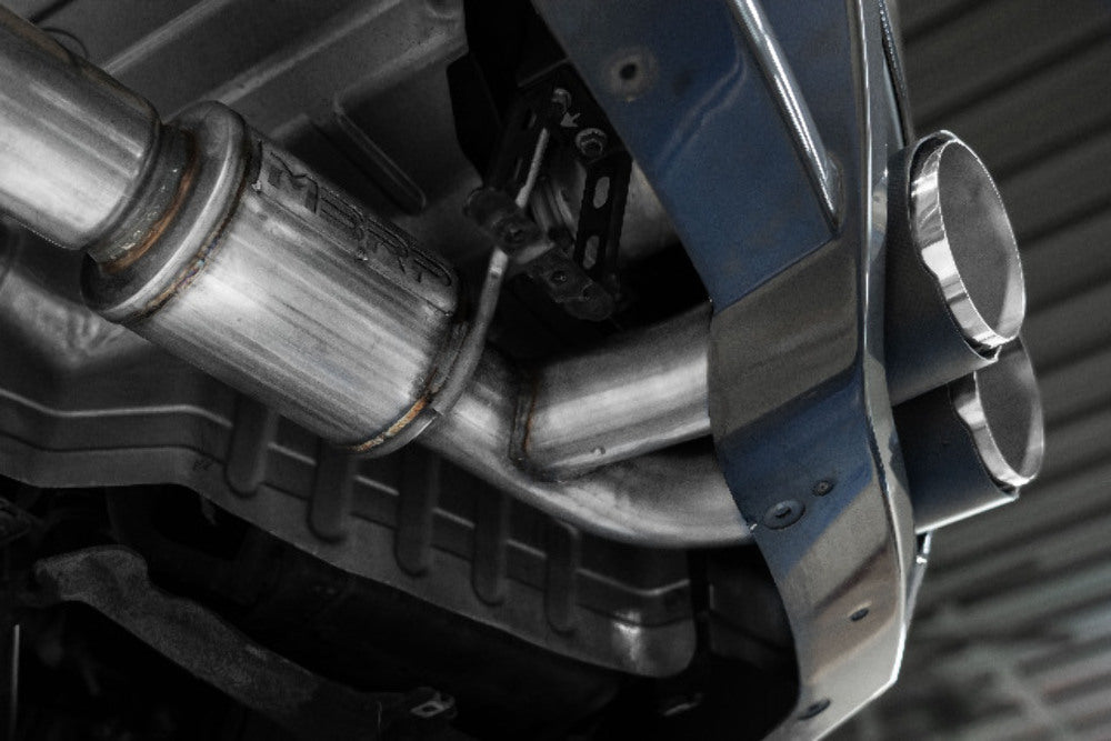 MBRP performance muffler dual split rear exit Armor Pro Series T304 stainless steel carbon fiber tip S44073CF 3.5 inch inlet/outlet