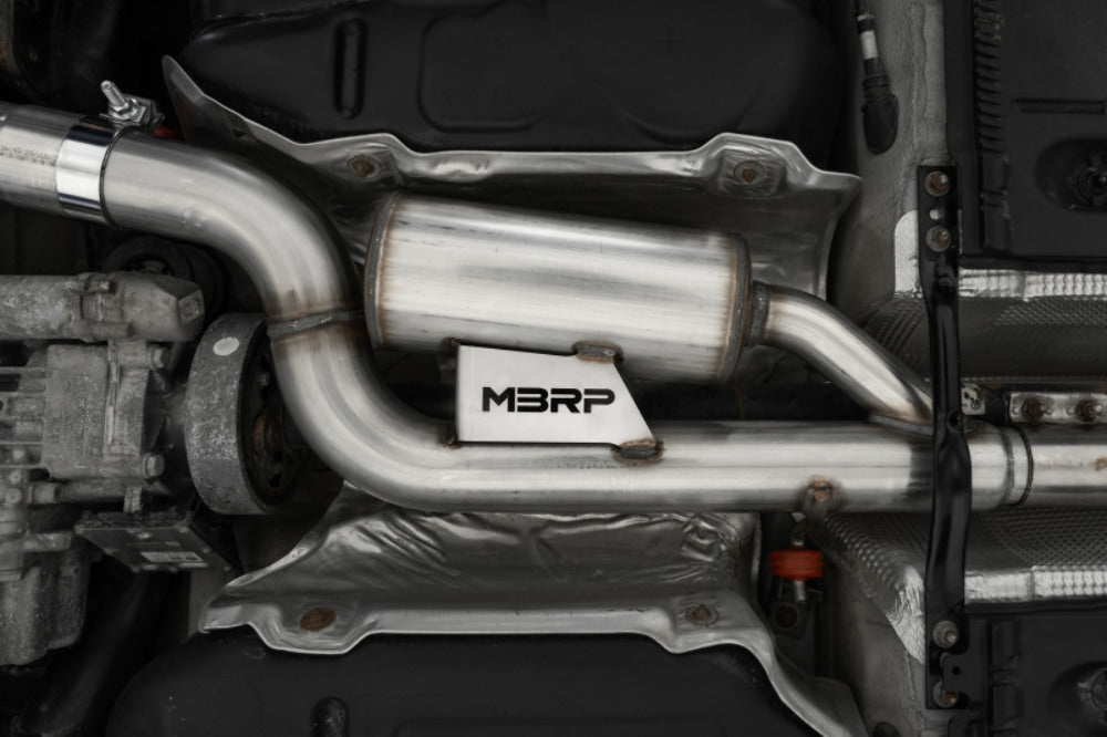 MBRP cat-back exhaust system Armor Pro Series T304 stainless steel carbon fiber tip S46183CF 5 inch inlet 2.5 inch outlet