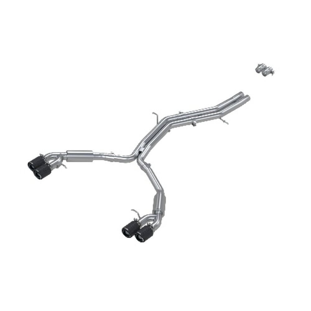 MBRP performance muffler dual split rear exit Armor Pro Series T304 stainless steel S46073CF 2.5 inch inlet/outlet
