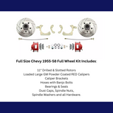 1955-1958 GM Full Size Disc Brake Kit Drilled/Slotted Rotors-Red DBK5558LXR Brakes MBM