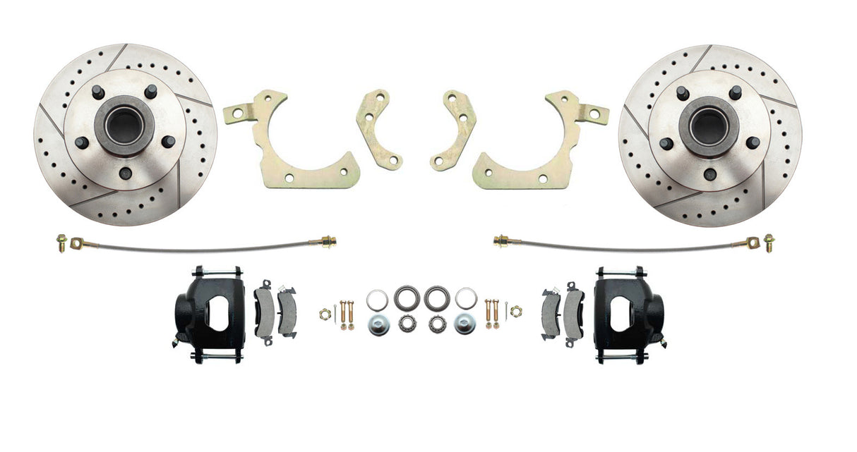 1959-64 GM Full Size Disc Brake Kit Drilled/Slotted Rotors-Black DBK5964LXB Brakes MBM