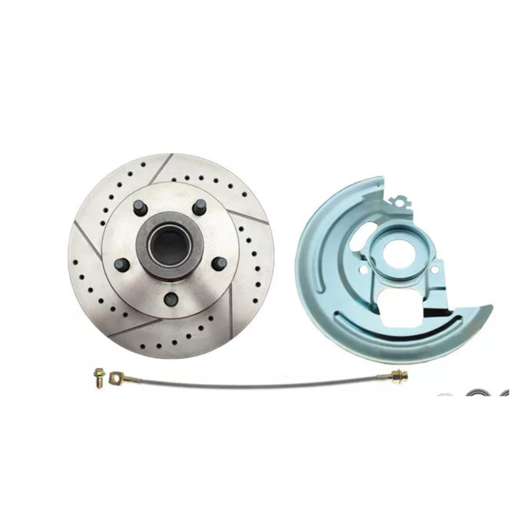 1962-1967 Chevy Nova X Disc Brake Kit Drilled/Slotted Rotors-Red DBK6267LXR Brakes MBM