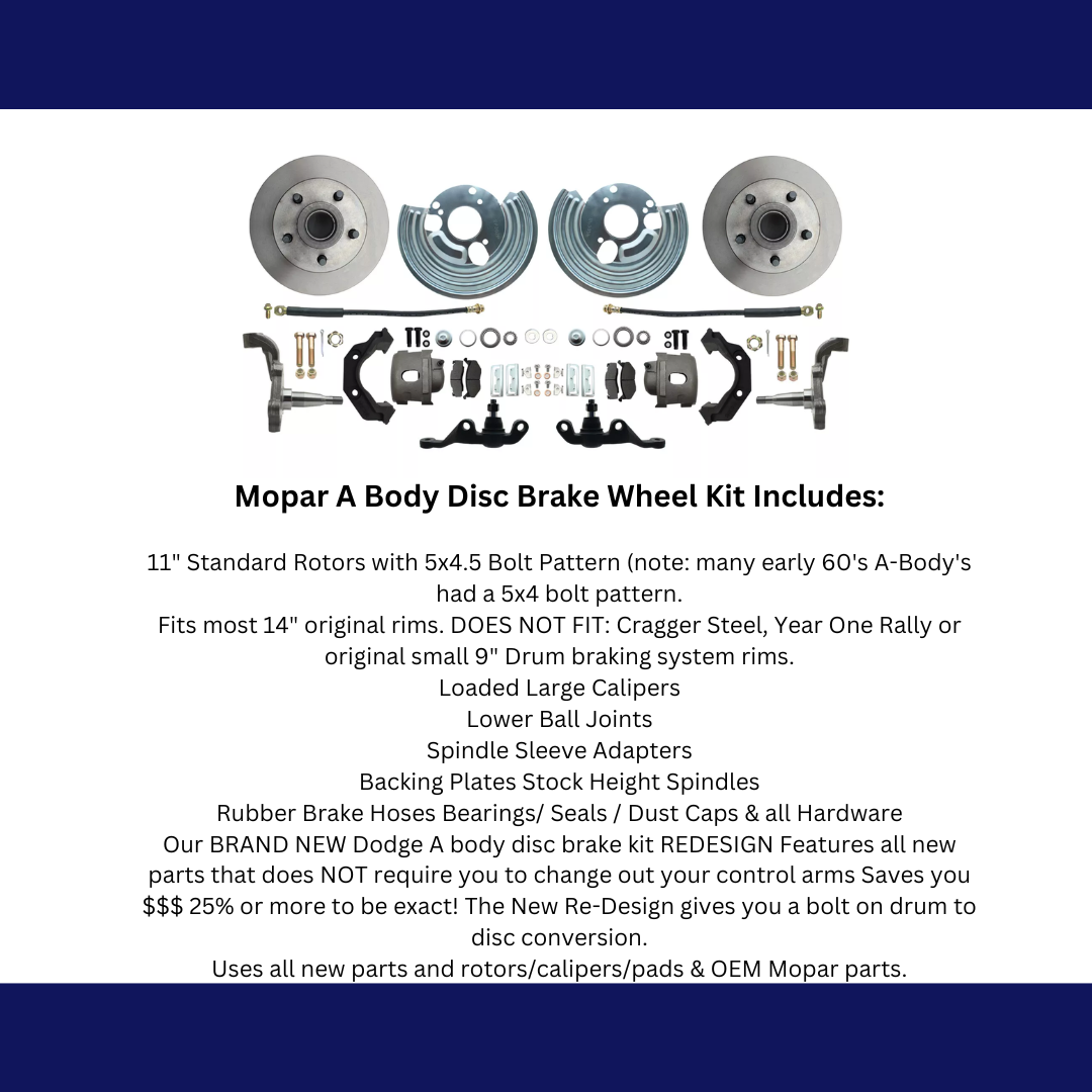 1962-1972 Mopar A; Front Disc Brake Converison Large Bolt 5x4.5 DBK6272A-45 Brakes MBM