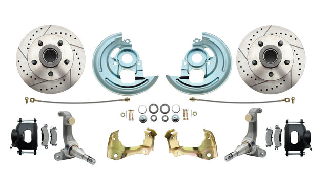 1962-67 Chevy Nova X Disc Brake Kit Drilled/Slotted Rotors-Black DBK6267LXB Brakes MBM